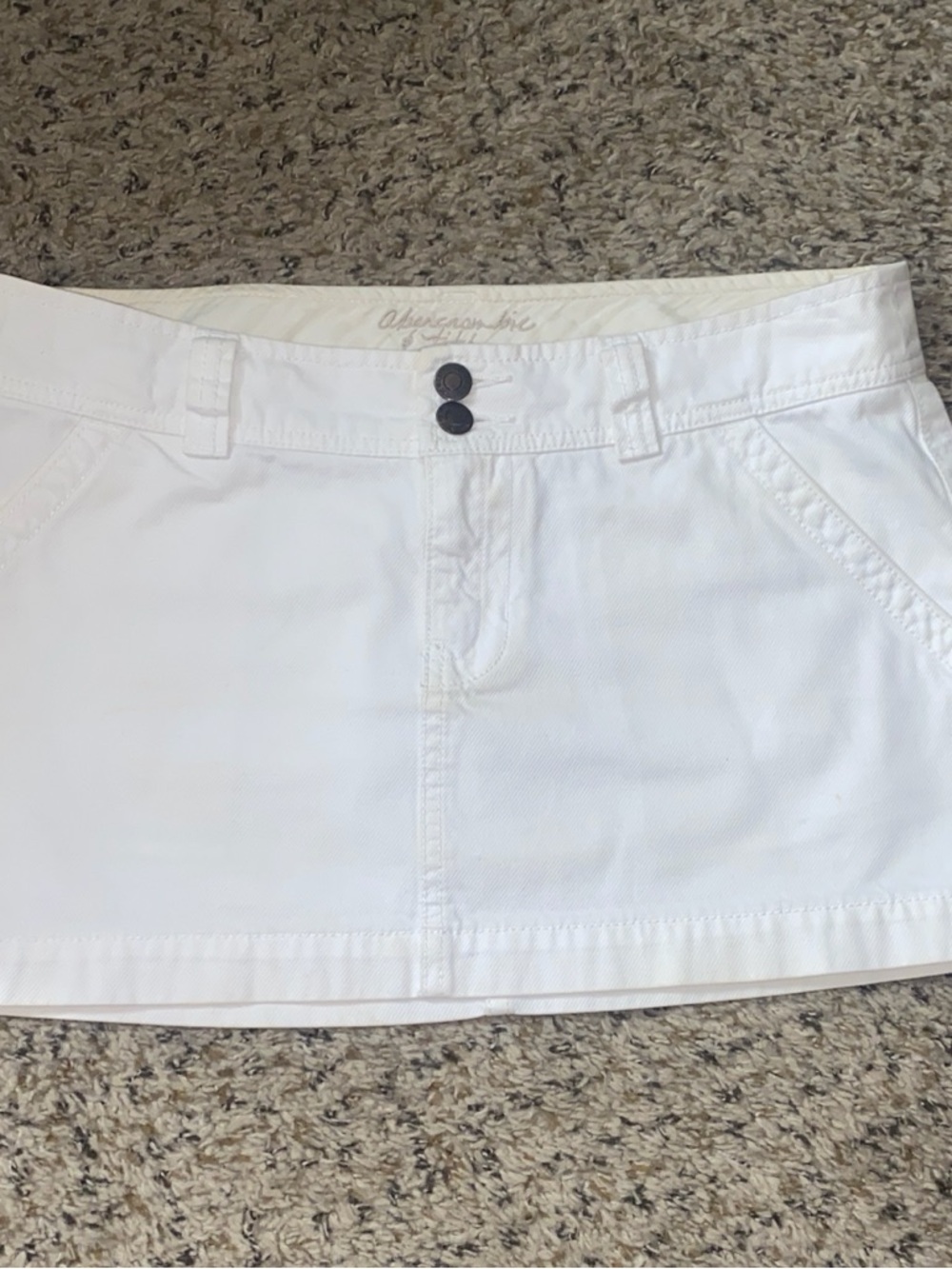 Abercrombie & Fitch White Denim Mini Skirt with Button Front